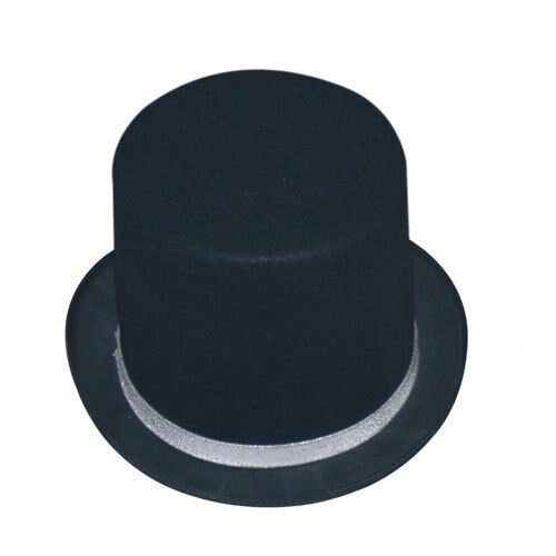 Top Hat For Adults - Black Felt Magician Hat With Trimming By Dress Up America
